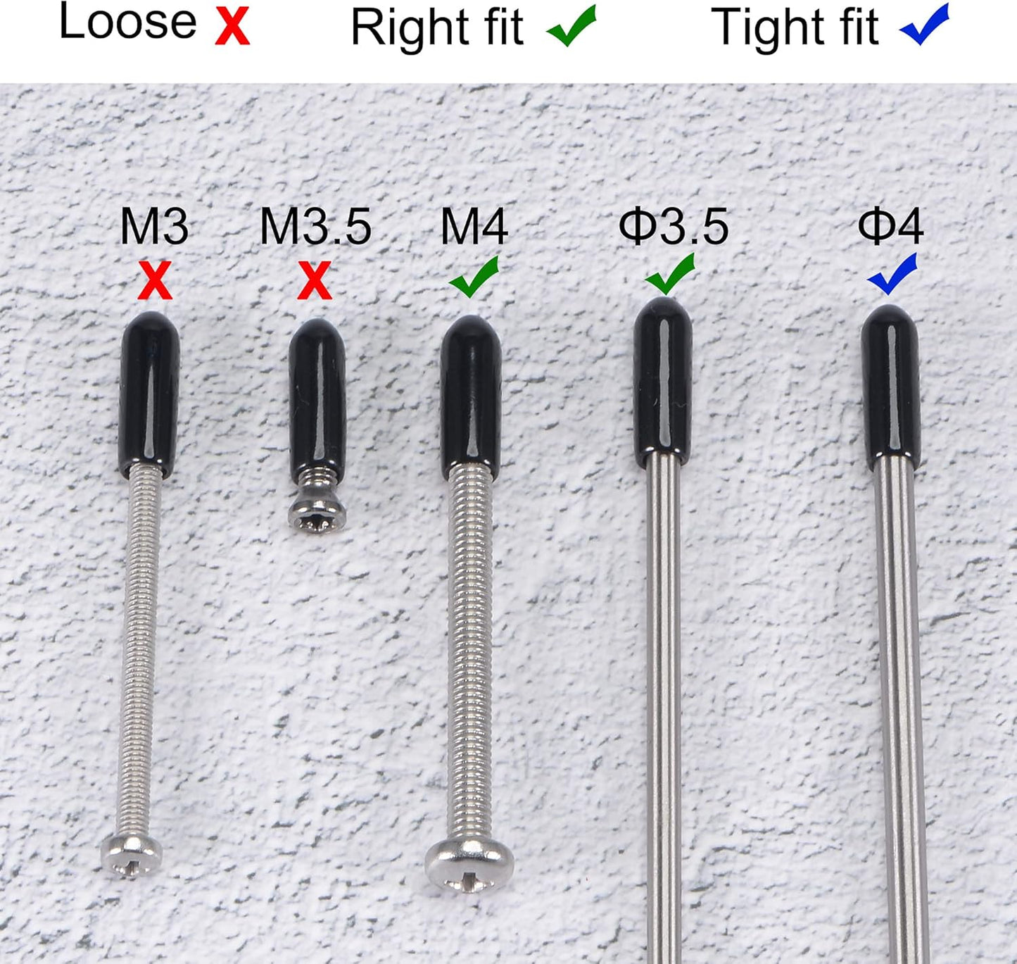 uxcell 20pcs Rubber End Caps 3.5mm ID Vinyl Round Tube Bolt Cap Cover Thread Protectors Black