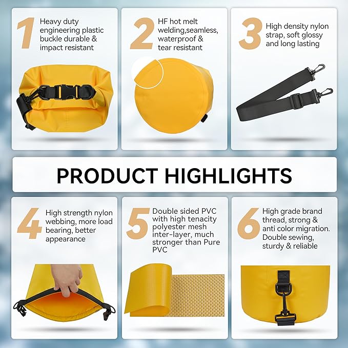 MARCHWAY Floating Waterproof Dry Bag Backpack 5L/10L/20L/30L/40L, Roll Top Sack Keeps Gear Dry for Kayaking, Rafting, Boating, Swimming, Camping, Hiking, Beach, Fishing