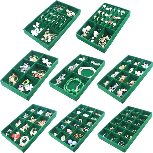 Jewelry Trays Organizer Set of 8 Stackable Jewellry Organizer Trays for Drawers Jewelryy Display Necklace Earring Bracelet