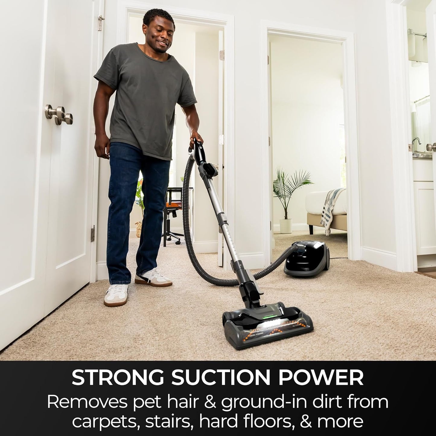 Kenmore BC3006 400 Series Pet Friendly Lightweight Bagged Canister Vacuum Cleaner 2-Motor Design with Hair Eliminator Brushroll, HEPA Filter, LED Headlight, Extended Wand and Auto Cord Rewind