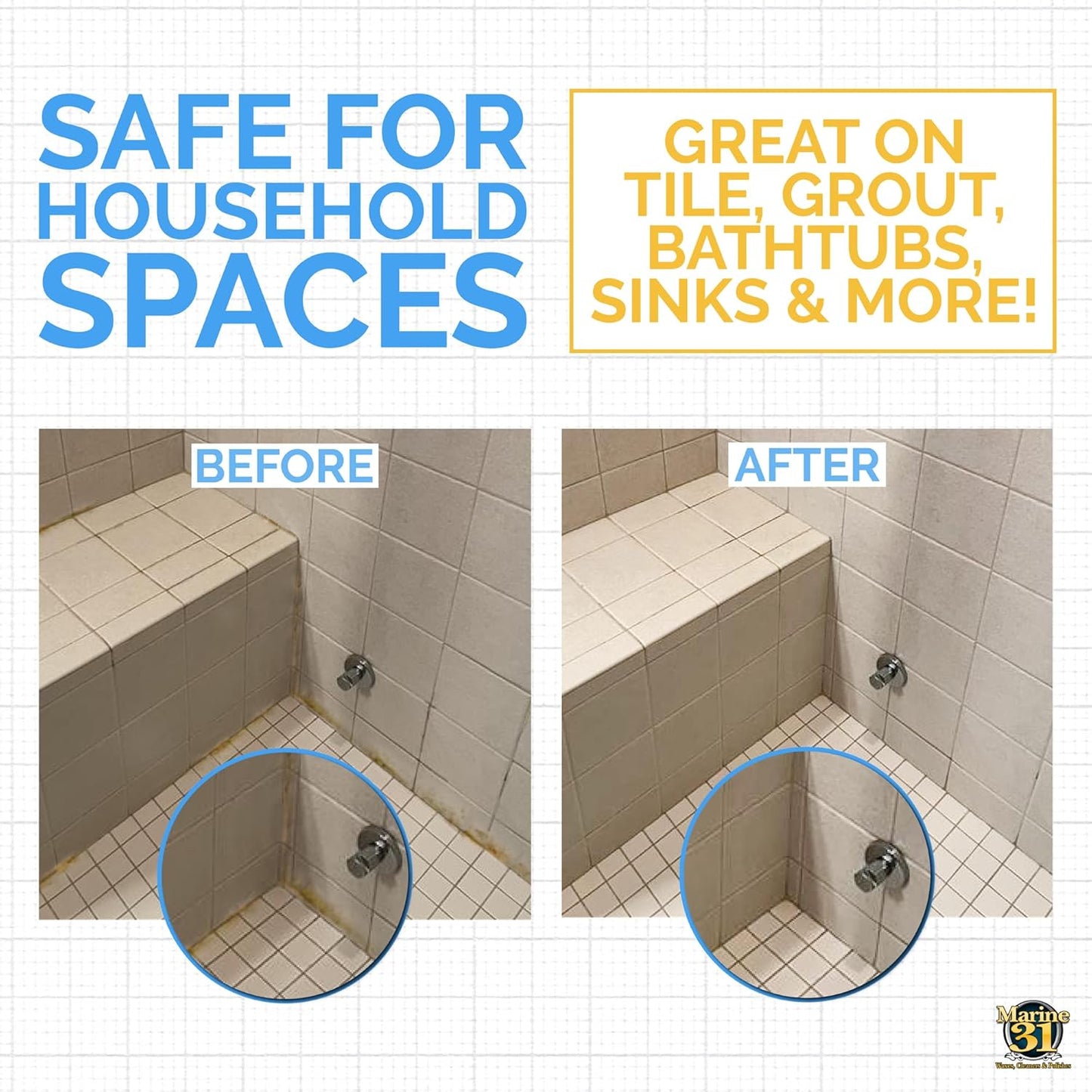 Marine 31 Mildew Stain Remover & Cleaner | Removes Stains from Boats, Homes, Patios, Bathrooms & Showers | Effective Mold & Mildew Cleaner | M31-370X2 | 20oz (2-Pack)