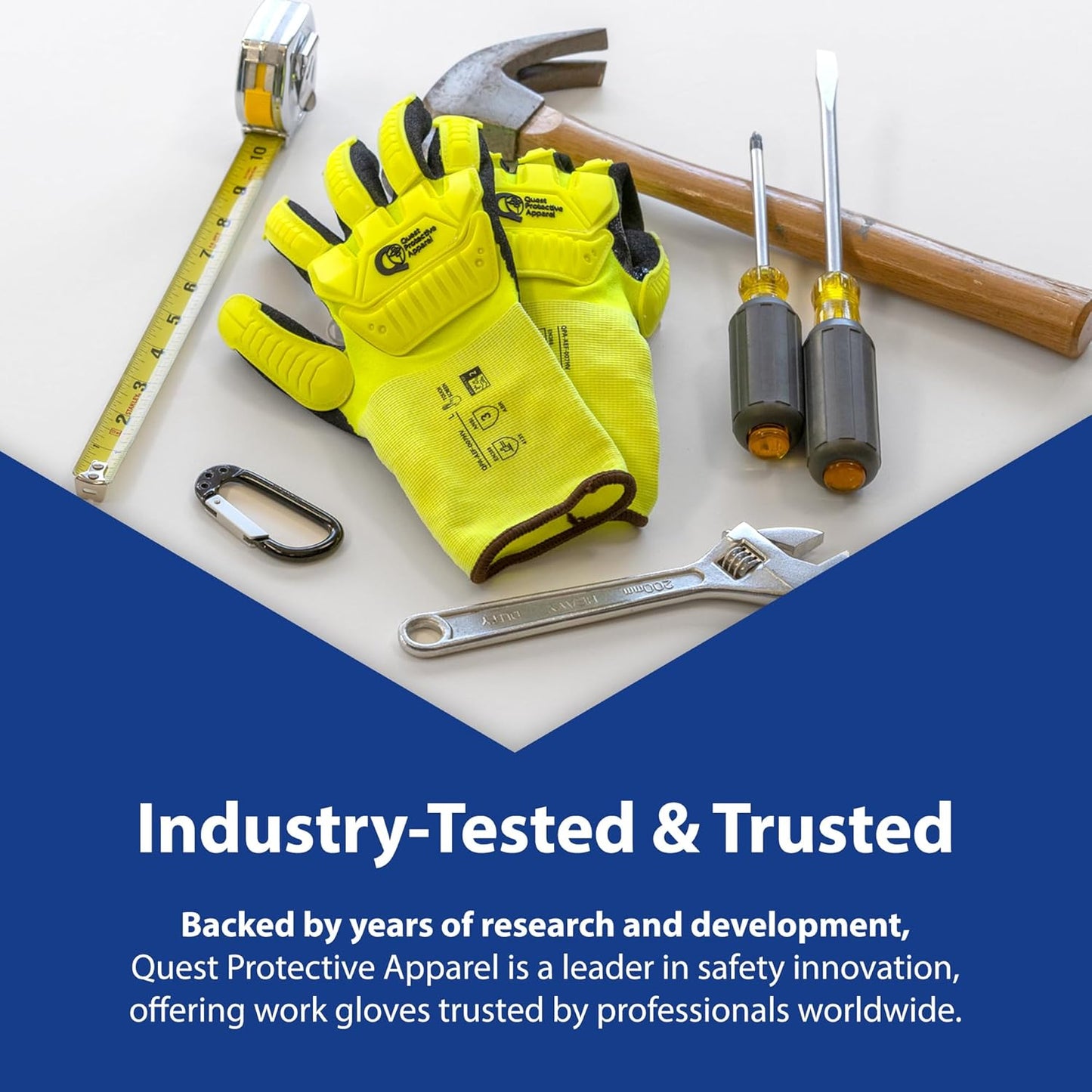 Quest Protective Apparel - High Visibility Cut Resistant Work Gloves - Puncture Resistant Safety Gloves for Men and Women Medium, 1 Pair