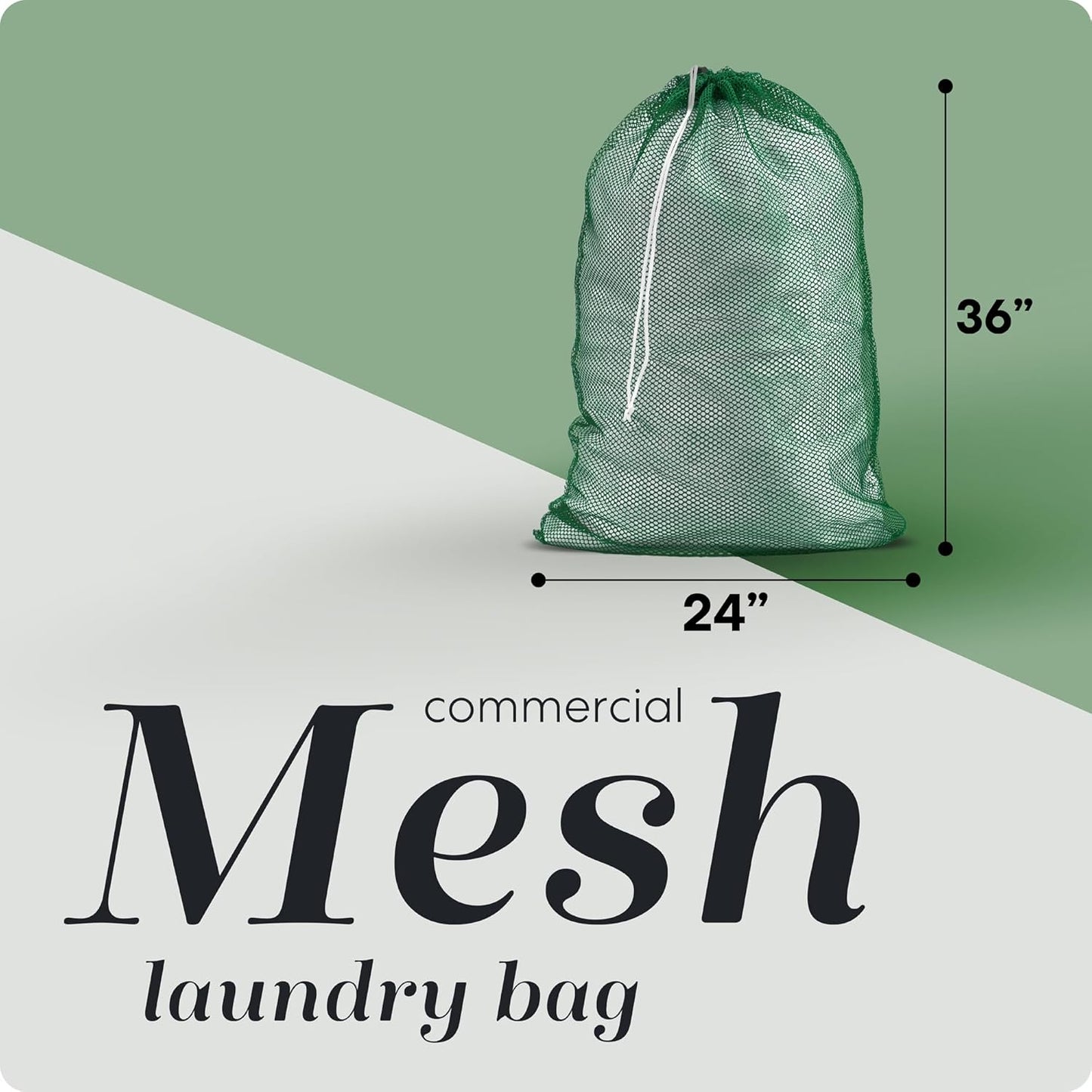 Handy Laundry Mesh XL Laundry Bags - Durable, Machine Washable with Secure Drawstring Closure - Perfect for College Dorms, Laundromats, Apartments (Green, Large 24" x 36")