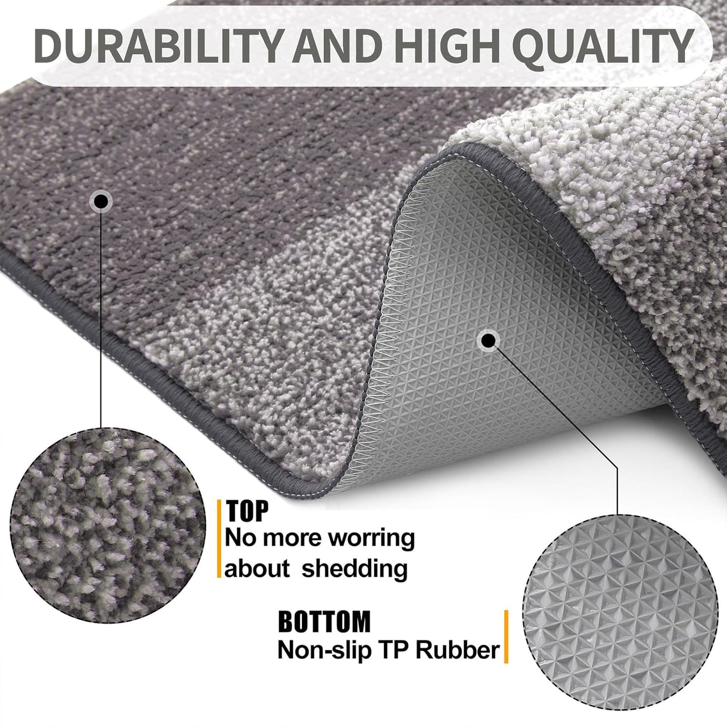 Kitinjoy Indoor Outdoor Door Mat, 40x32 Non-Slip Absorbent Dirt Trapper, Low-Profile Washable Inside Entrance Front Floor Mat, Sturdy Soft Entry Doormats for Entryway, Light Grey