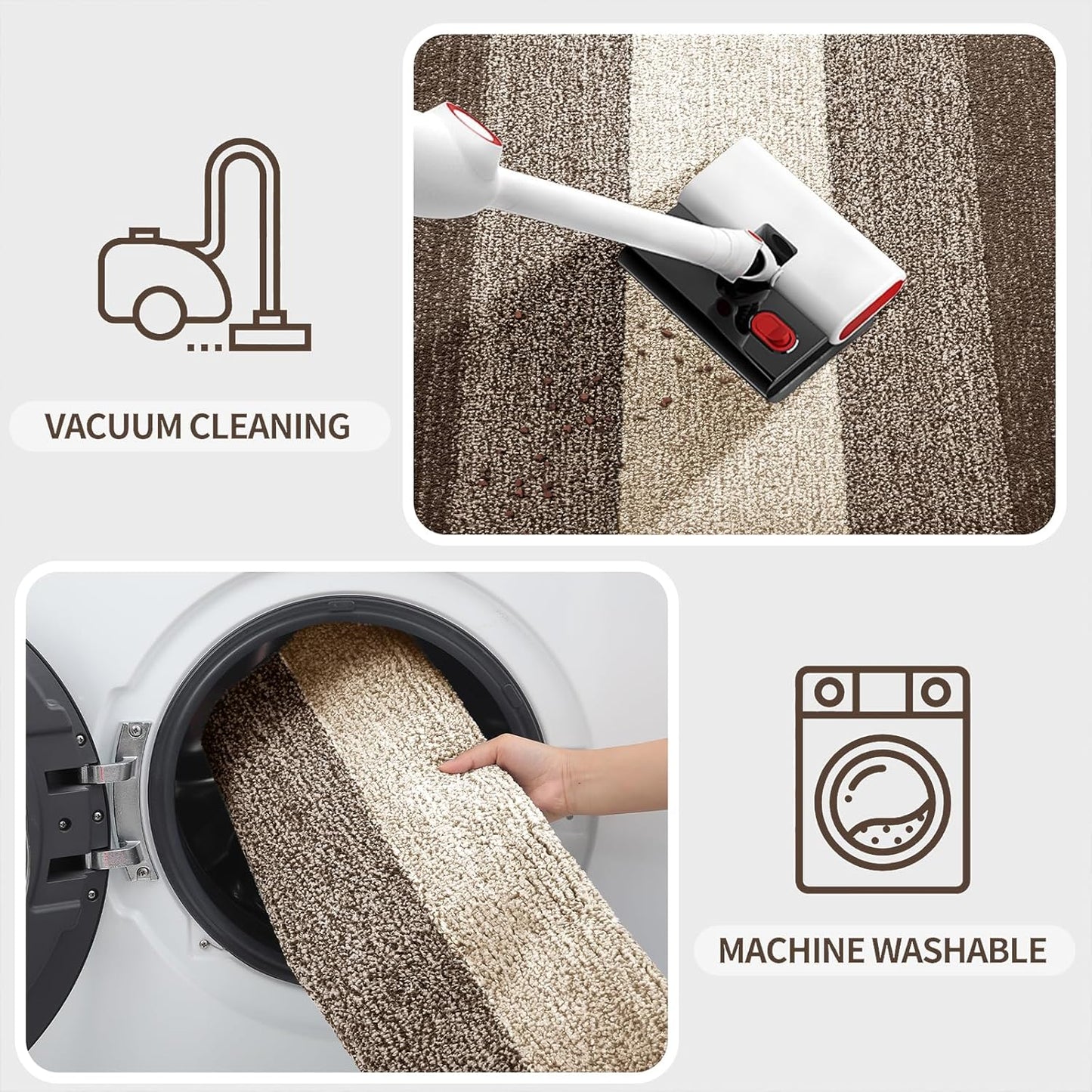 Kitinjoy Indoor Outdoor Door Mat, 36x24 Non-Slip Absorbent Dirt Trapper, Low-Profile Washable Inside Entrance Front Floor Mat, Sturdy Soft Entry Doormats for Entryway, Light Brown