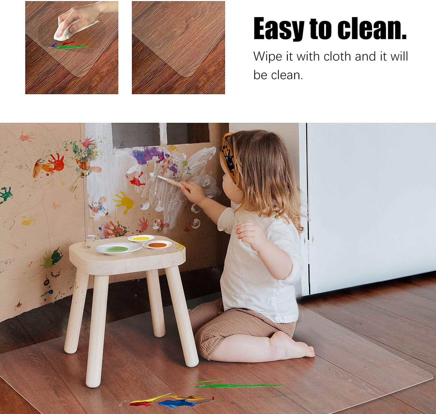 Kuyal Clear Chair Mat, Hard Floor Use, 48" x 36" Transparent Office Home Floor Protector mat Chairmats (48" x 36" Rectangle)