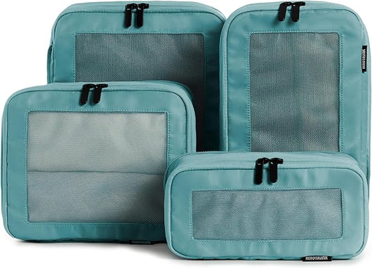 Compression Packing Cubes for Travel - Luggage Organizer Bags - Double Zipper Packing Cubes for Suitcases (4-Pack, Teal)