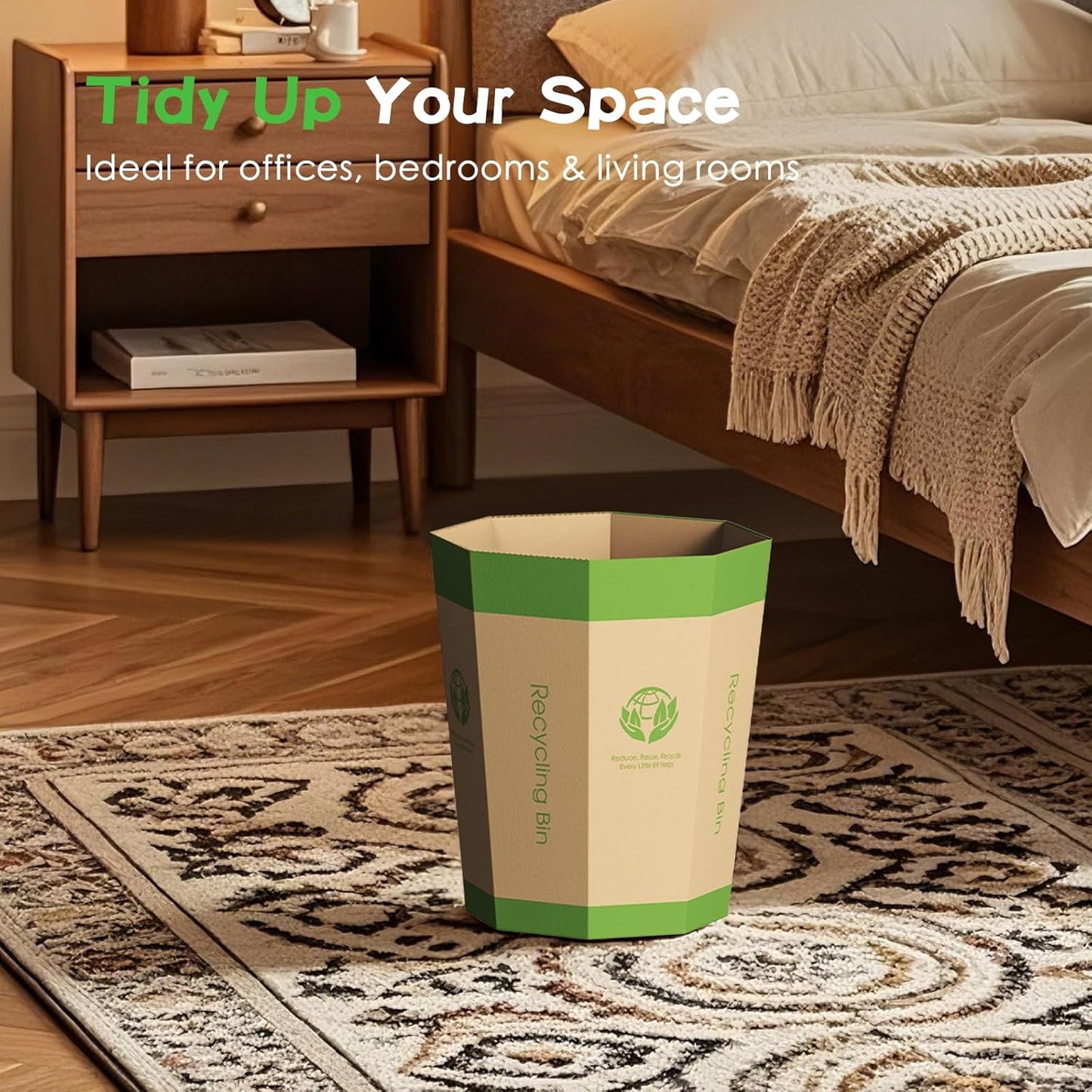 6-Pack Cardboard Trash Can – Foldable, Recyclable, Plastic-Free & Reusable Small Waste Paper Basket - Garbage Bin Perfect for Office, Bedrooms, Home, Events & Outdoor Activities (2.1 Gallon)