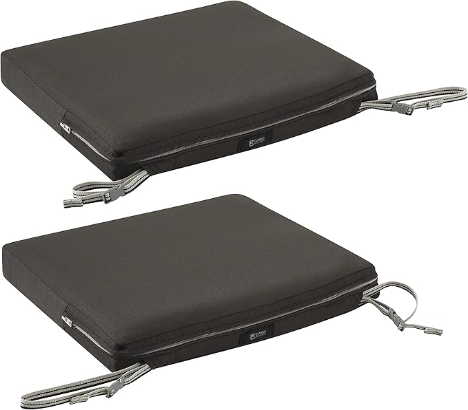 Classic Accessories Ravenna Water-Resistant 17 x 15 x 2 Inch Patio Seat Cushion, Espresso