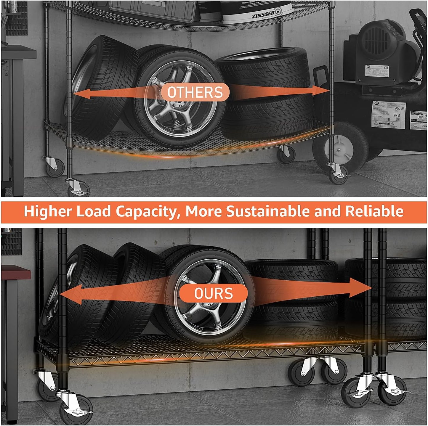 Garage Shelving 5 Tier Industrial Metal Shelving Units for Commercial, Basement, Pantry, Warehouse, School, Black Heavy Duty Easy Assembly 23.6" D x 53.2" W x 73.6" H