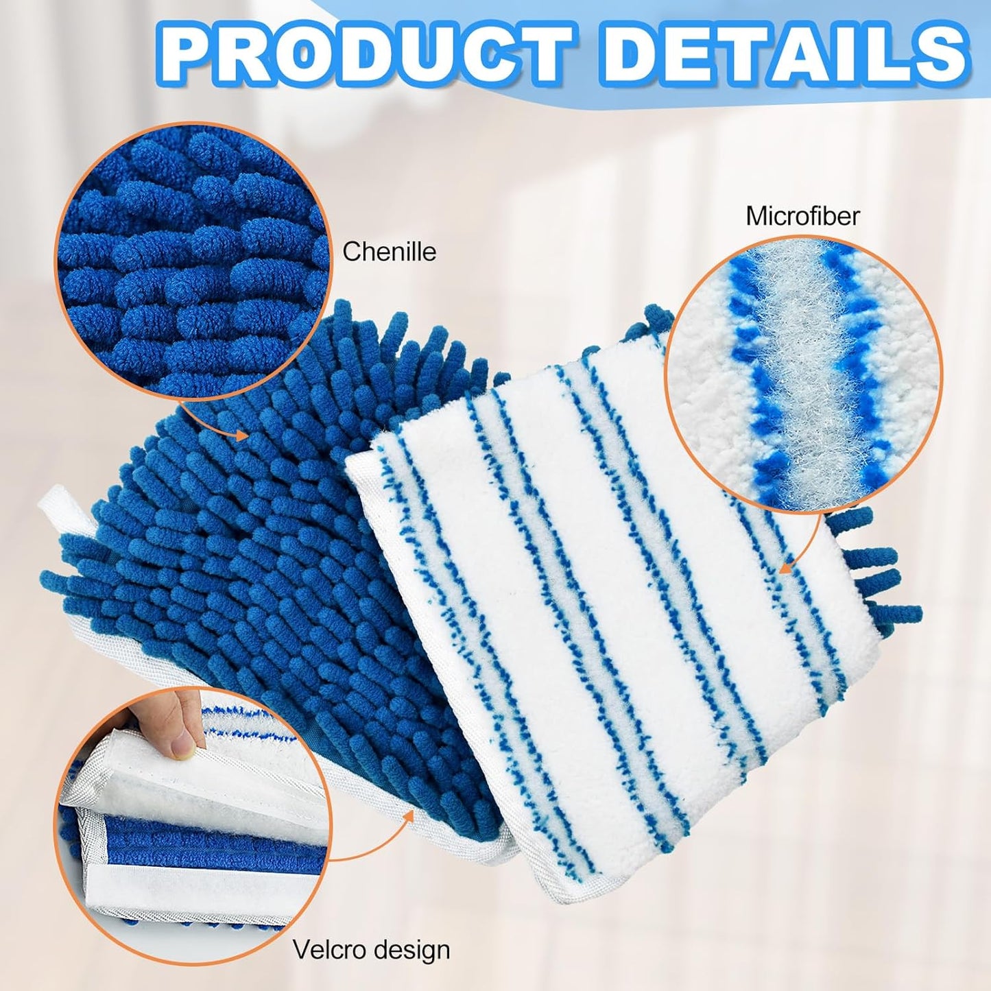 Microfiber Mops for Floor Cleaning, Flat Mop with 3 Reusable Pads and Extendable 58" Long Handle for O Cedar Dual-Action Microfiber Flip Mop , Dust Mop for Hardwood Floors, Wet & Dry Use