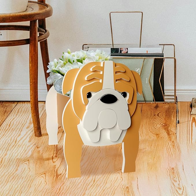 Brown English Bulldog Dog Planter, Pet Shape Garden Pots Plant Pots for Indoor/Outdoor Gardens Decoration, Cute, Surprise Gifts/Souvenirs for Pet Lovers