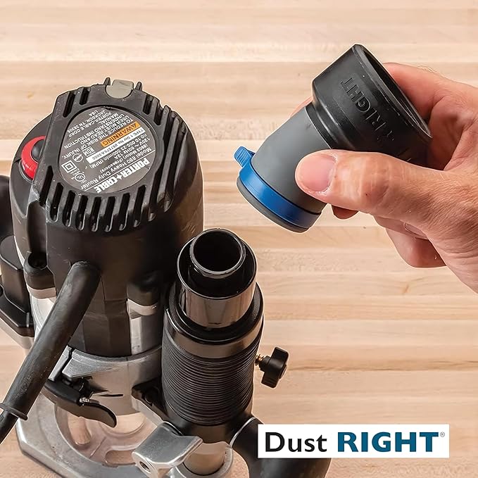 Dust Right Flexiport Power Tool Hose Kit - 3 To 12' Expandable Hose & 4 FlexiPorts - Lightweight Dust Collectors for Woodworking Power Tools - Collector Hose for Shop Vacuums, Table Saw & More