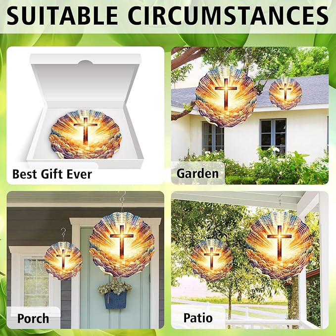 Cross Wind Spinner, Cross Wind Spinner Hanging for Yard and Garden, Unique Gift Wind Spinner, 3D Hanging Wind Spinner Outdoor, Cute Religious Cross Wind Spinner
