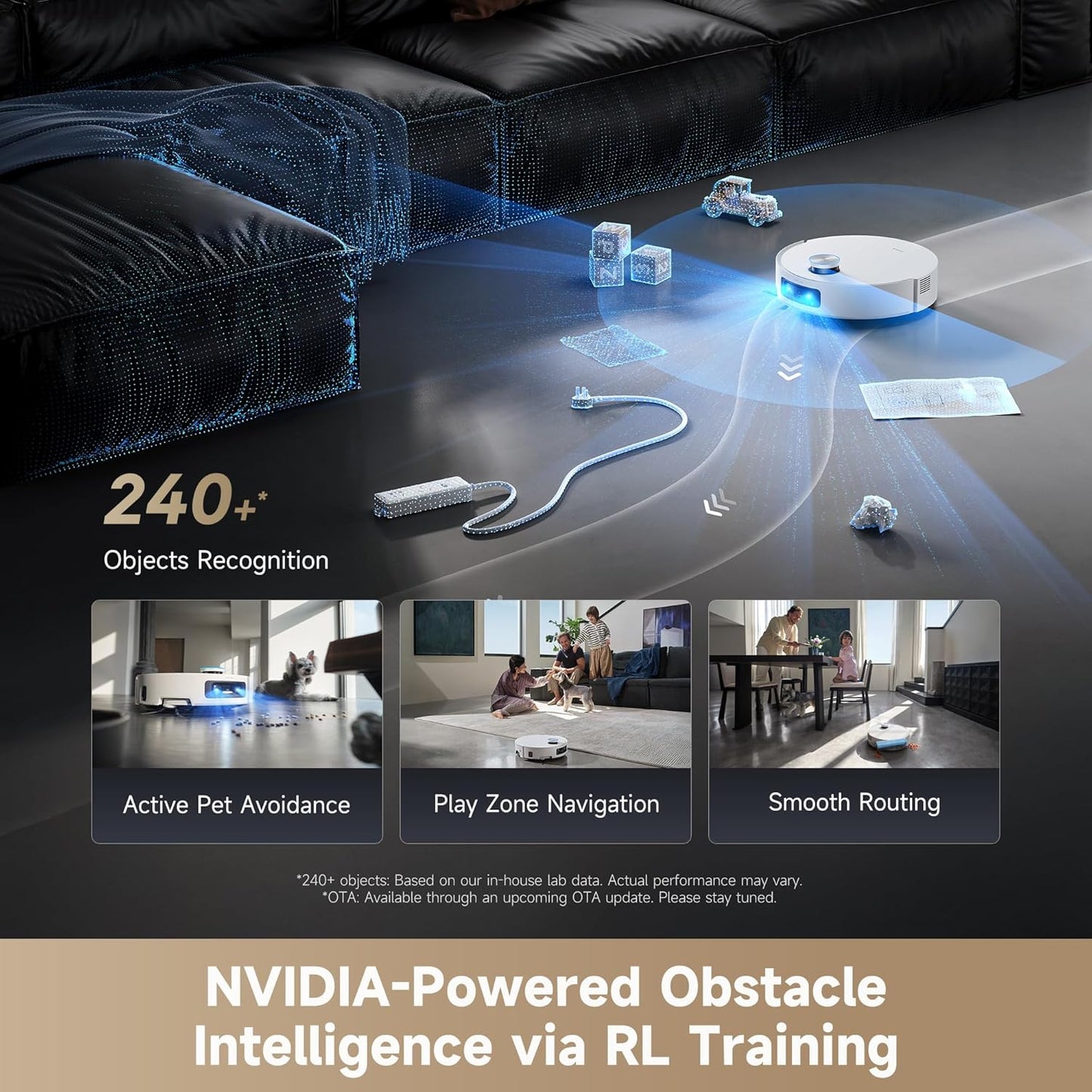 DREAME Aqua10 Ultra Roller Robot Vacuum and Mop & 30,000Pa Suction, Self-Cleaning Dock & Extending Roller Mop, Heat-Washes & Dries, Carpet Protection, AI Camera & LiDAR Avoidance Tech, Voice Control