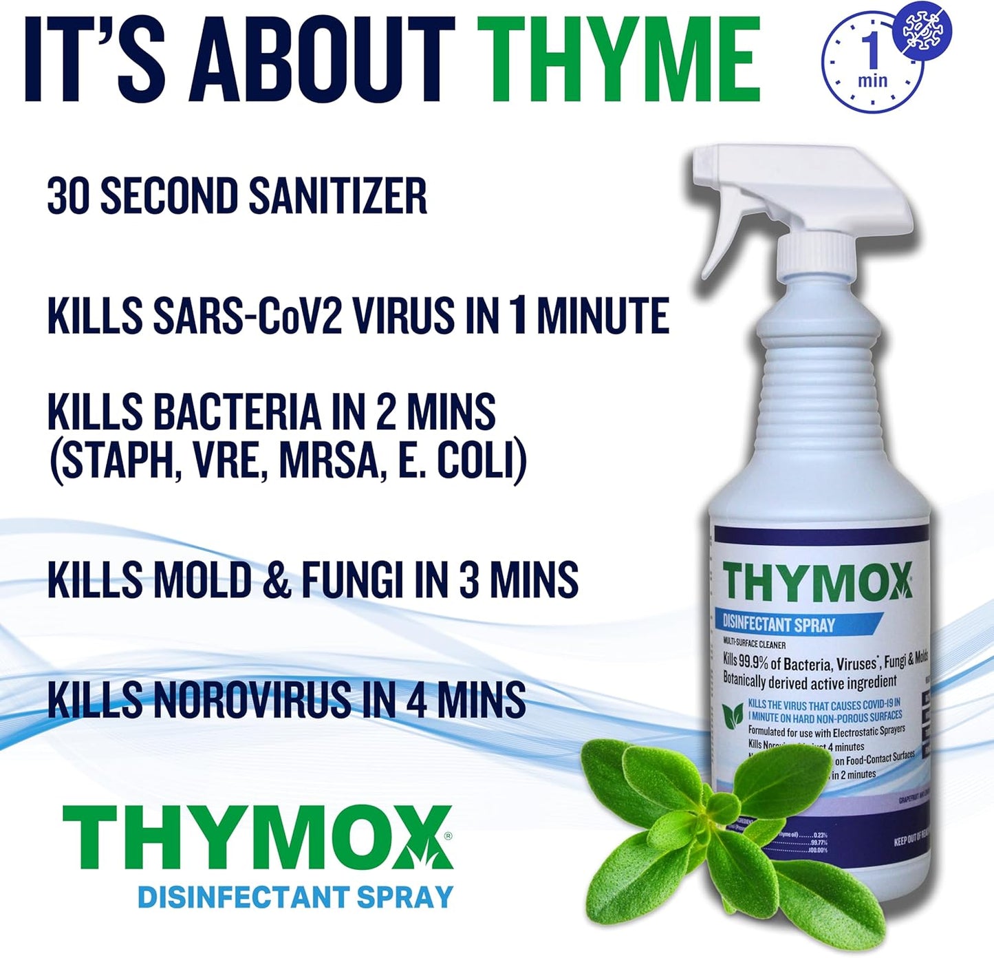 Botanical Disinfectant Spray 32 oz - All Natural Multipurpose Cleaner, Pet Friendly, Hospital Grade Disinfectant, Kitchens, Pet Hospitals, Vet Clinics, Restoration, Lemongrass Fragrance