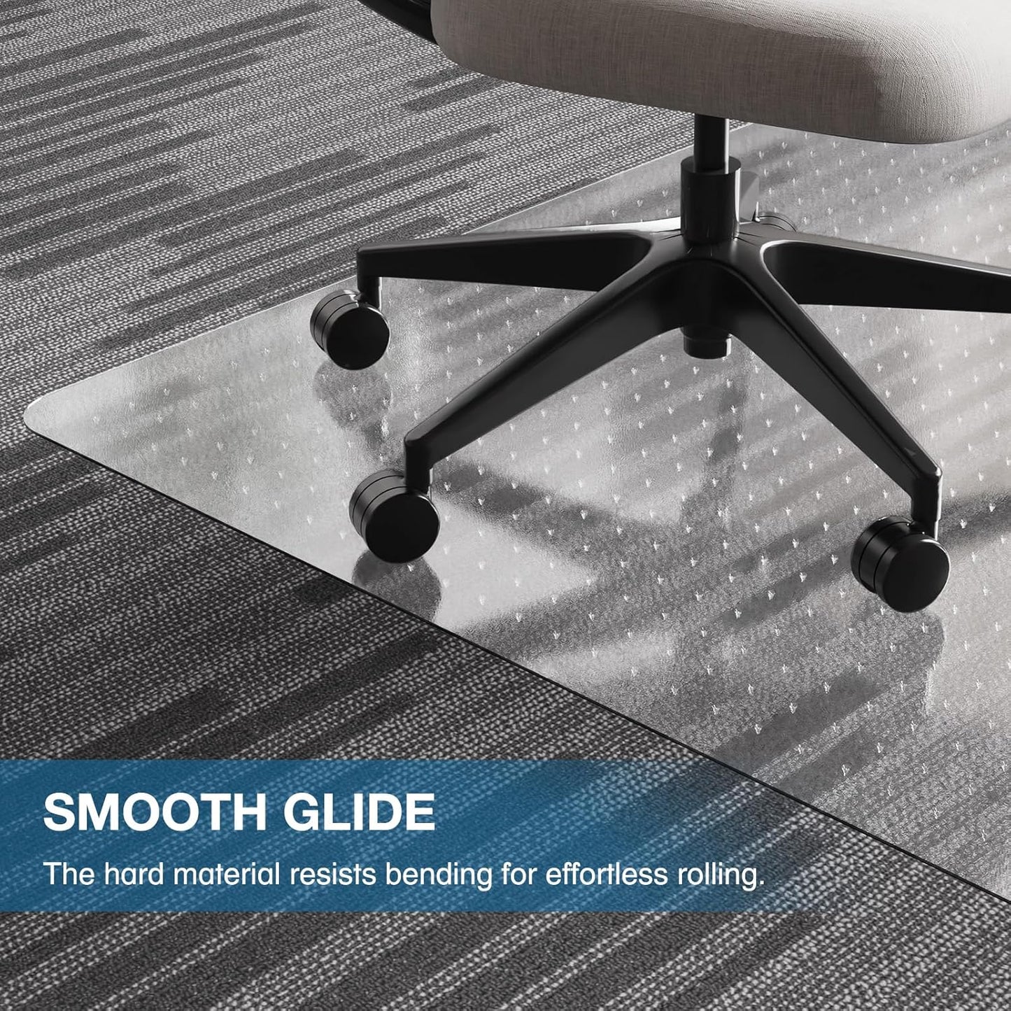 Chair Mat for Carpet, 46" x 60" Desk Chair Mat for Carpeted Floors, Non-Slip Office Vinyl Mat for Carpet with Studded, Easy Glide Heavy Duty Floor Protector Mat for Home Office, Clear