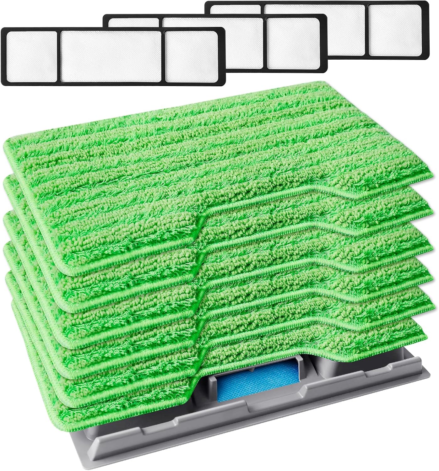 KEEPOW Reusable Mop Replacement Pads Compatible with Shark Vac Mop VM252 VM200 VC205 VM250 /QM250 VM190 VM200P12, Washable Vacuum Mop Pad Refills, Upgraded Design of Dirt Chamber (1+3+6 Pads)