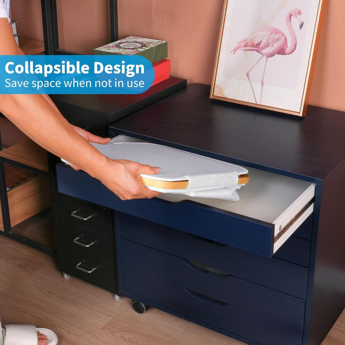 efluky Laundry Hamper with Lid, 100L Tall Laundry Basket with Bamboo Handles for Clothes and Toys, Collapsible Laundry Hamper with Inner Bag for Bedroom and Bathroom, White