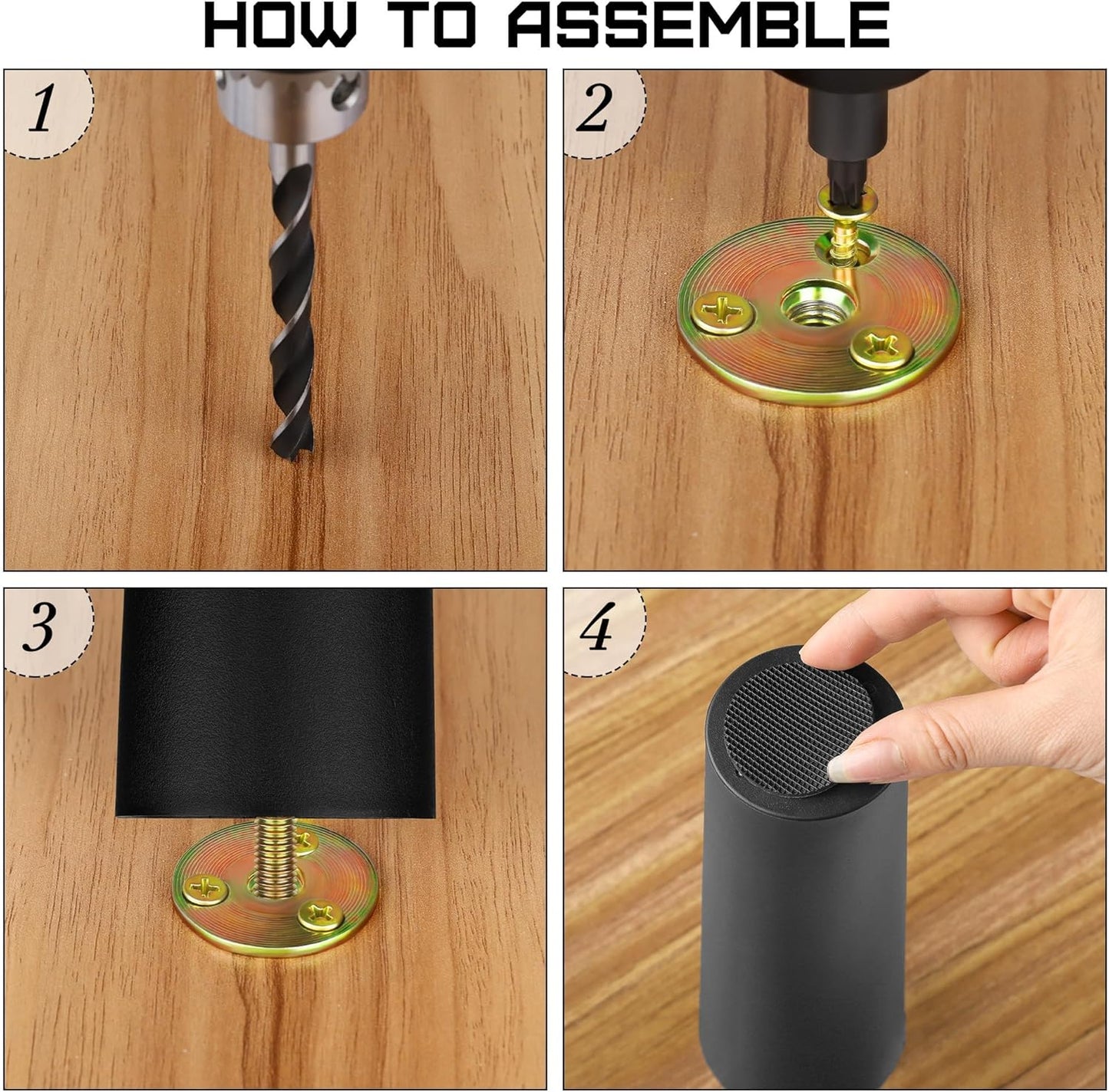 TURSTIN 8 Pack 8 Inch Plastic Furniture Legs with M8 T-Nuts Screws Tapered Sofa Couch and Chair Legs Replacement Furniture Legs for DIY Projects Sofas Coffee Tables Dressers Beds