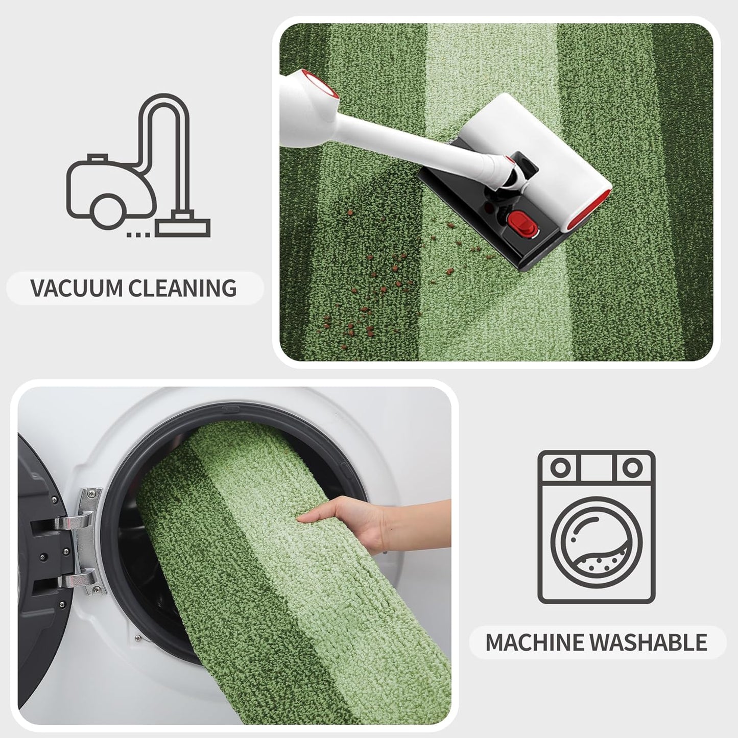 Kitinjoy Indoor Outdoor Door Mat, 36x24 Non-Slip Absorbent Dirt Trapper, Low-Profile Washable Inside Entrance Front Floor Mat, Sturdy Soft Entry Doormats for Entryway, Green