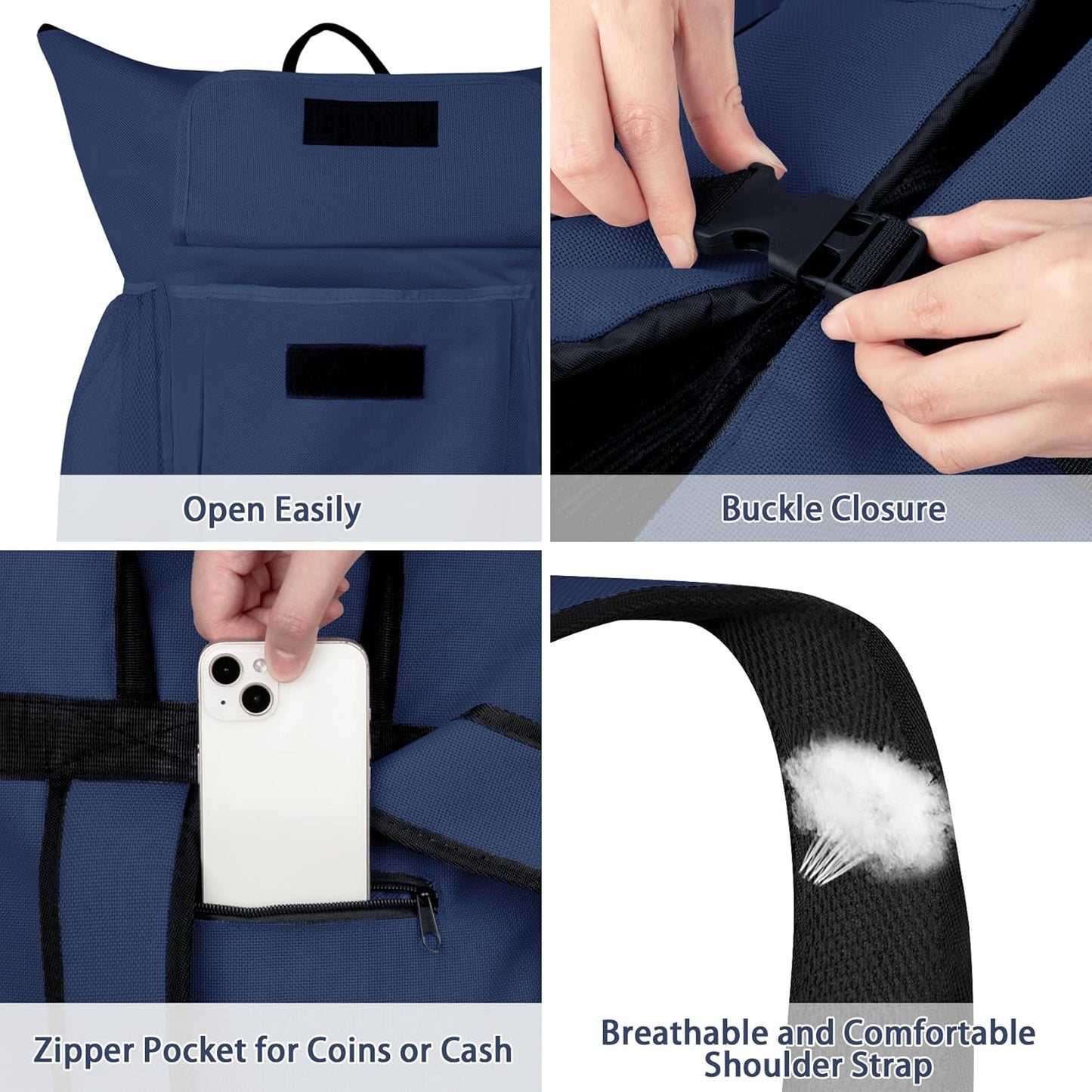 Laundry Backpack Bag, 132L Extra Large Heavy Duty Laundry Backpack for College Dorm Essentials, Laundry Hamper Travel Bag with Shoulder Straps and Mesh Wash Bags for Laundromat, Apartment Blue