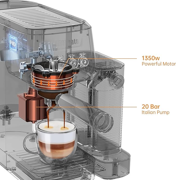 Cappuccino Machine 20 Bar, Professional Espresso Machines for Home and Office with Automatic Milk Frothering System, Barista Compact Latte Maker for Coffee Lovers, Stainless Steel-Mattino