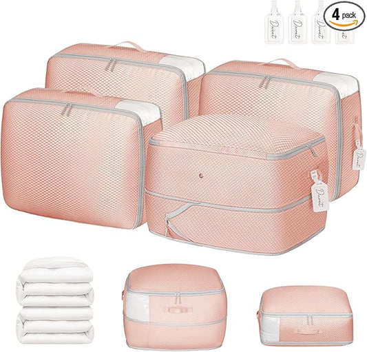 DIMJ Comforter Storage Bag 4 Pack - Blanket Storage Organizer Compression Bags, Large Capacity Ultra Space Saving Self Compression Organize for Bedding, Pillow, Duvet, Sheet Storage with Zipper Window