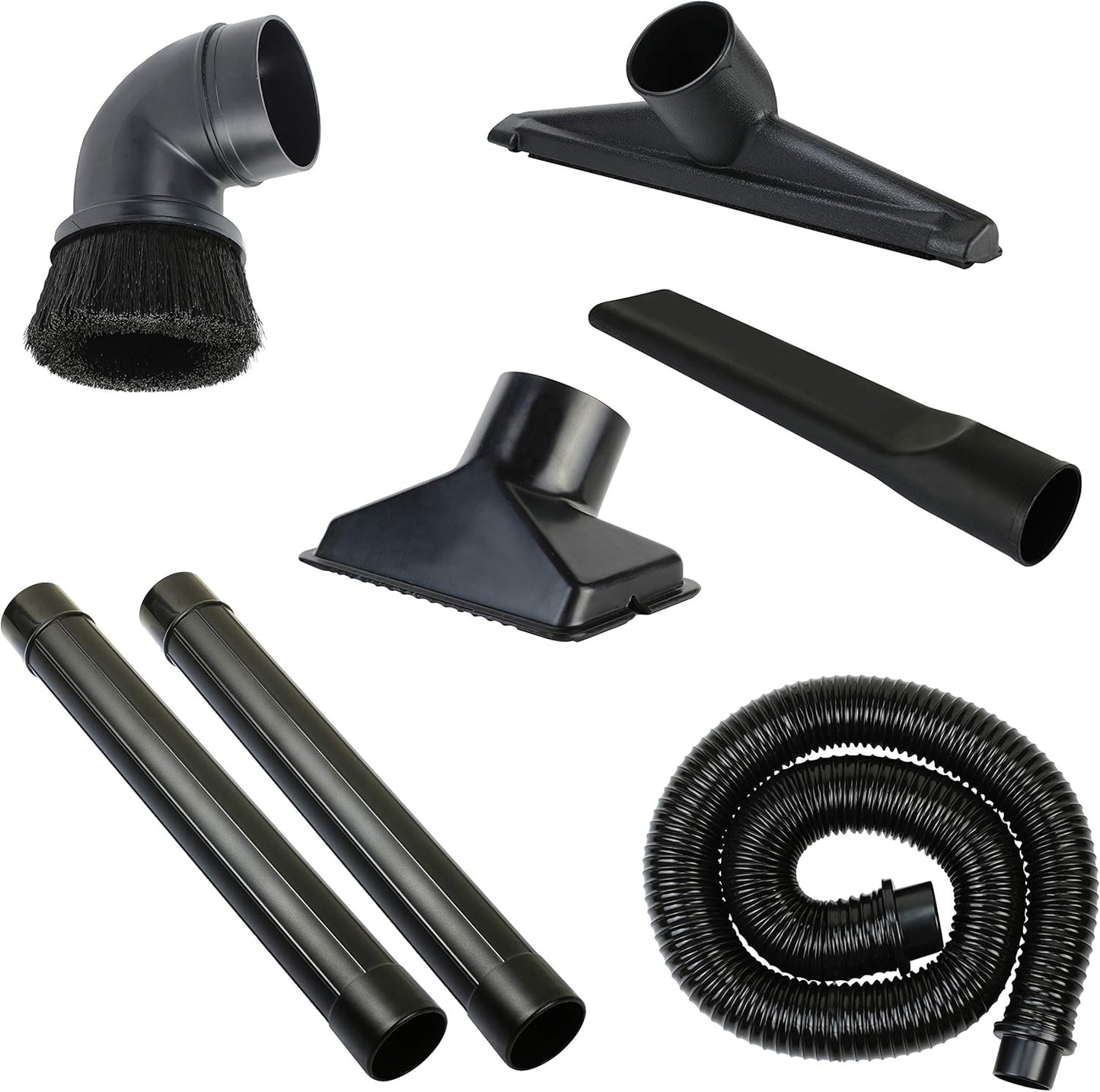 Shop Vac Accessories 2 1/2 inch Attachments (2.5 Wet Dry Vac Accessories - Extension Wands, Floor Brush, Dust Brush, Crevice Tool, Utility Nozzle, and Hose Kit (7-Pack Attachments)
