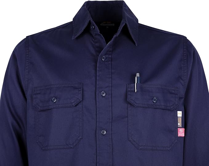 KONRECO FR Shirts for Men Fire Resistant Button Down Work Shirt 100% Cotton 6.5oz Lightweight Welding Shirts