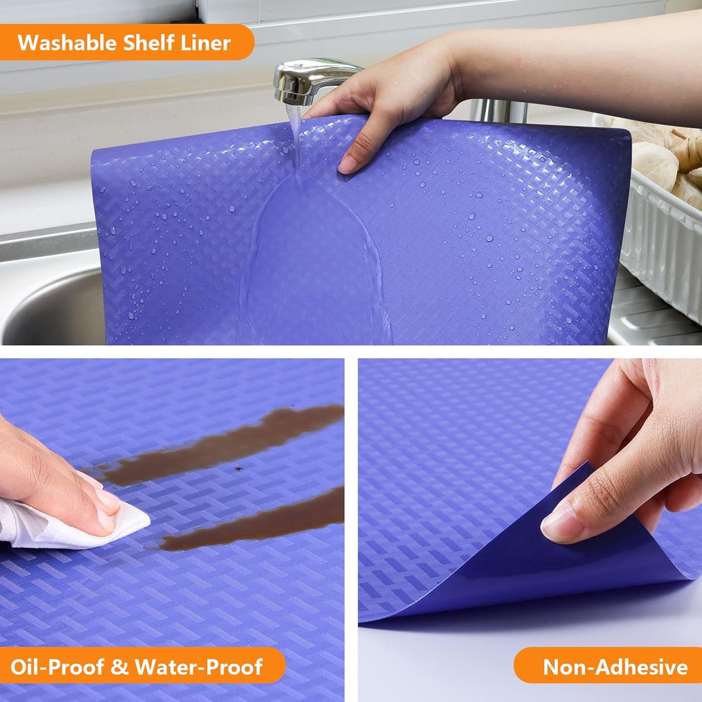 Shelf Liners for Kitchen Cabinets Refrigerator Liners Waterproof Plastic Kitchen Cupboard Liner Non Adhesive Drawer Mats EVA Material Fridge Liner for Shelves - Blue 11.8 x 236.2 Inches
