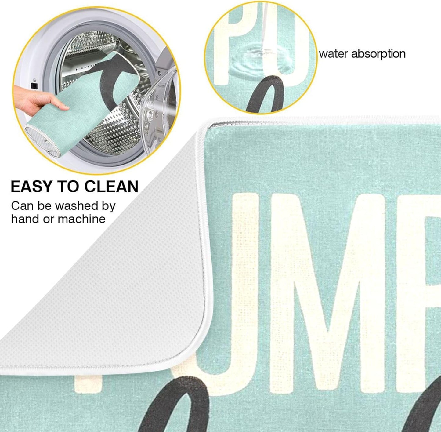 Hello Pumpkin Turquoise Fall Dish Drying Mat for Kitchen Countertop 16x18 Aqua Teal Autumn Small Drying Mat Reusable Quick Dry Dish Sink Mats Easy Clean Decorative Essentials