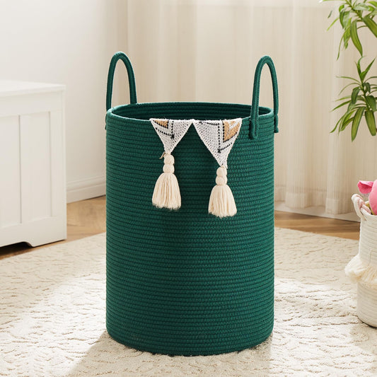Laundry Basket,Woven Cotton Rope Laundry Hamper,80L for Decorative Storage of Dirty Clothes,Toys and Blankets in Bathroom,Baby Room and Living Room