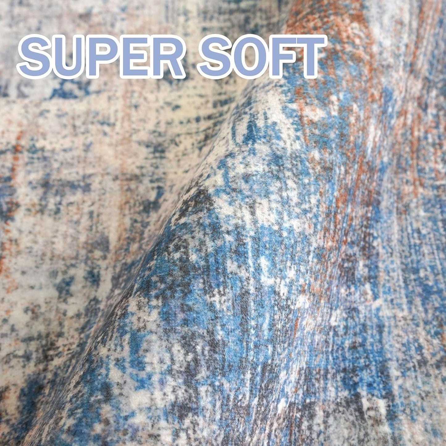 IOHOUZE Round Area Rug 3 Ft Circle Entryway Rugs Round Washable Door Mat Indoor Entrance, Non Slip Circle Front Door Rug, Printed Abstract Faux Wool Floor Carpet for Foyer Porch Sink, Blue Rust