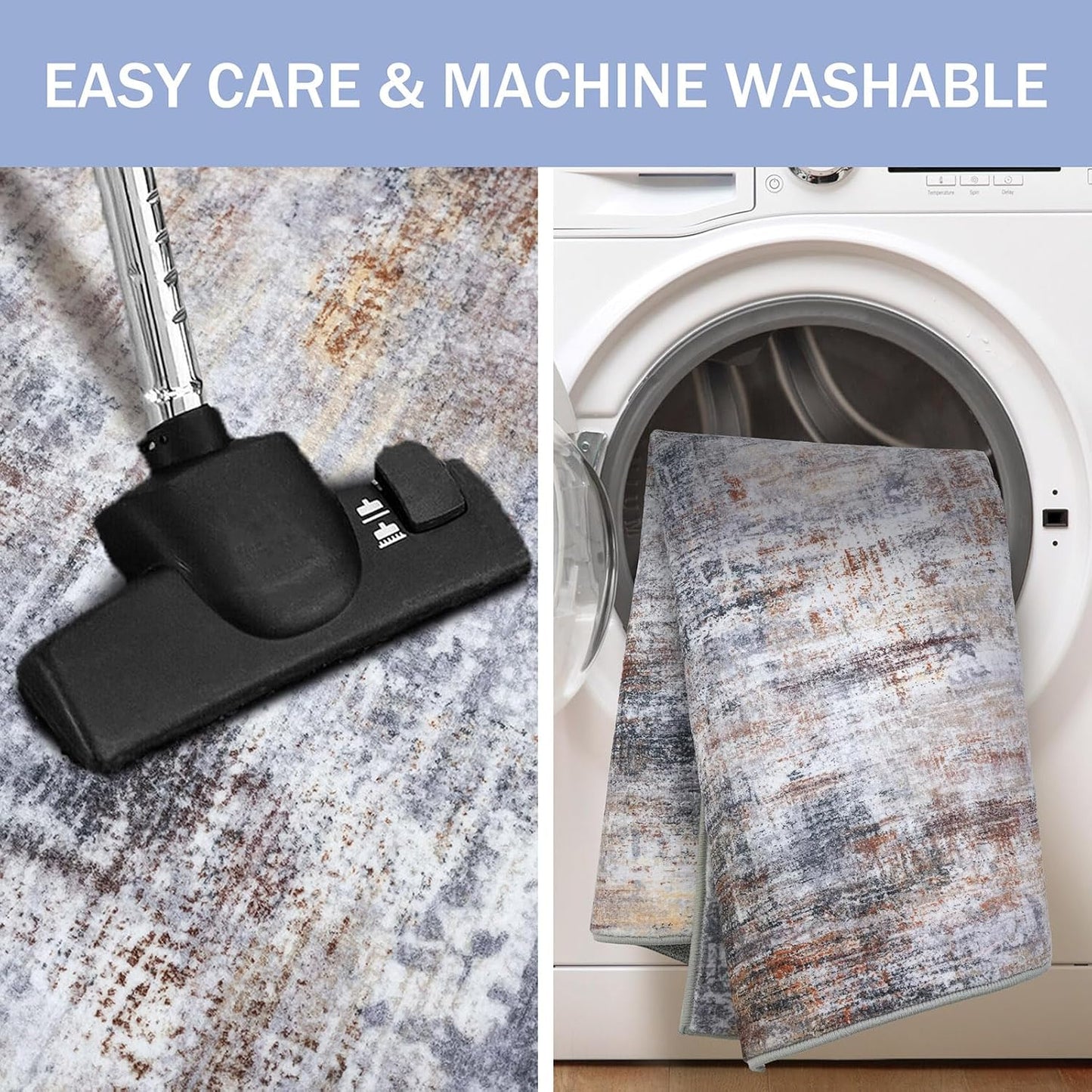 IOHOUZE Abstract Runner Rug 2x8 Ft Washable Runners for Hallways, Non Slip Kitchen Runner Soft Printed Faux Wool Entryway Runner Indoor, Modern Abstract Floor Carpet for Hall Bedroom, Orange Grey