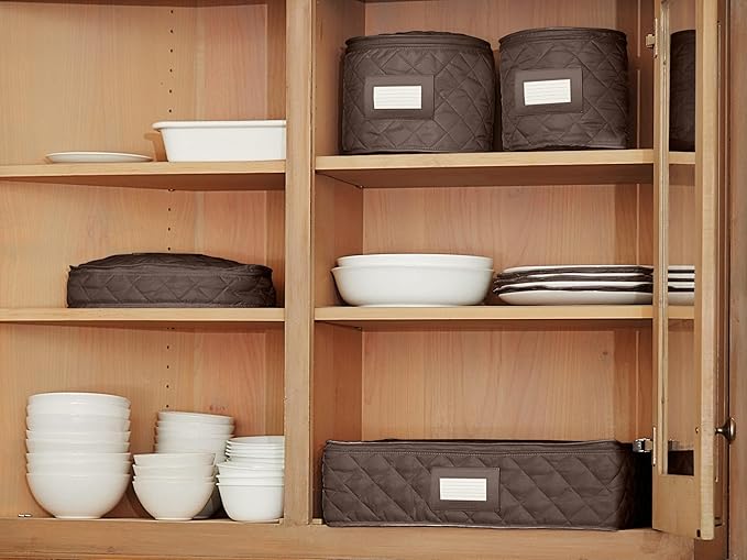 Covermates Keepsakes - Serveware Storage - Padded Protection - ID Window - Stain Resistant - Machine Washable - China Storage, Bronze