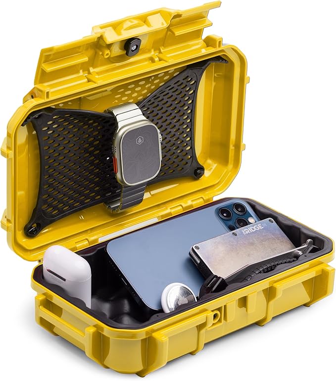 Evergreen 56 ToughBox - EDC Dry Box Protective Case USA Made for Organization of Cameras, Phones, Camping, Fishing, Hiking, Water Sports (Yellow)