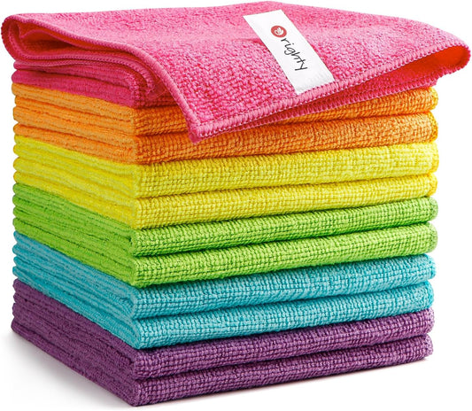 Orighty Microfiber Cleaning Cloth Pack of 12, Microfiber Towels for Cars, Highly Absorbent Car Cleaning Supplies, Lint Free Cloths Clean Rags for Car Care, House, Kitchen, 12x12 inch