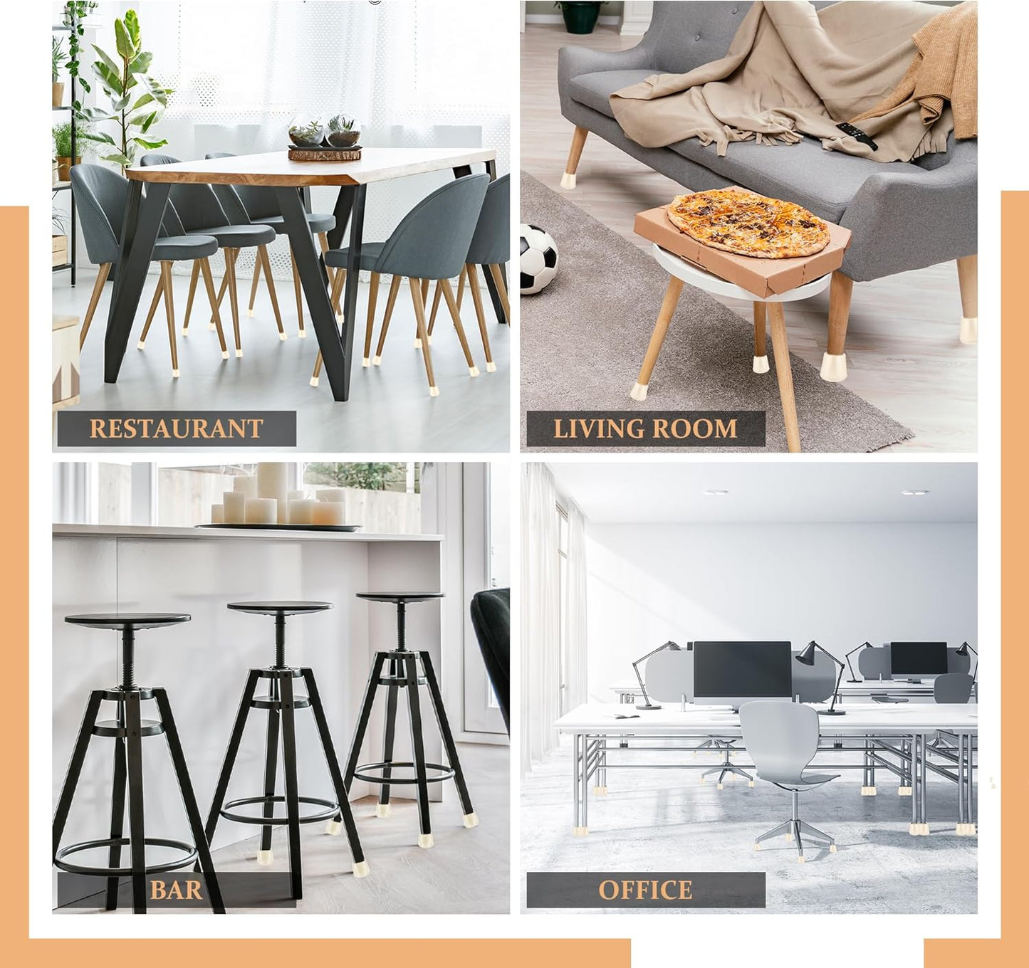 1" Round Rubber Chair Leg Tips Caps, Chair Leg Floor Protectors, Non-Slip Chairs Legs Caps, Stool Feet Protectors Cap, Folding Metal Chairs Legs Tip Replacement (White, 24 Pack)