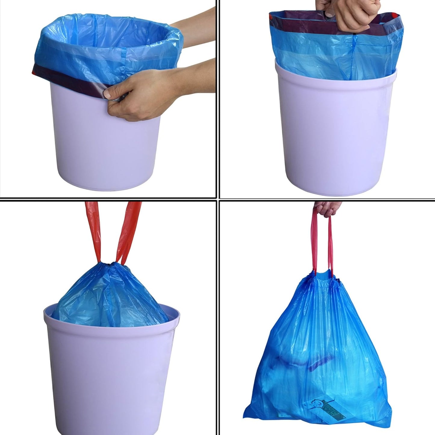 5 Gallon Small Garbage Bag, Blue Drawstring Trash Bag, 110 Counts