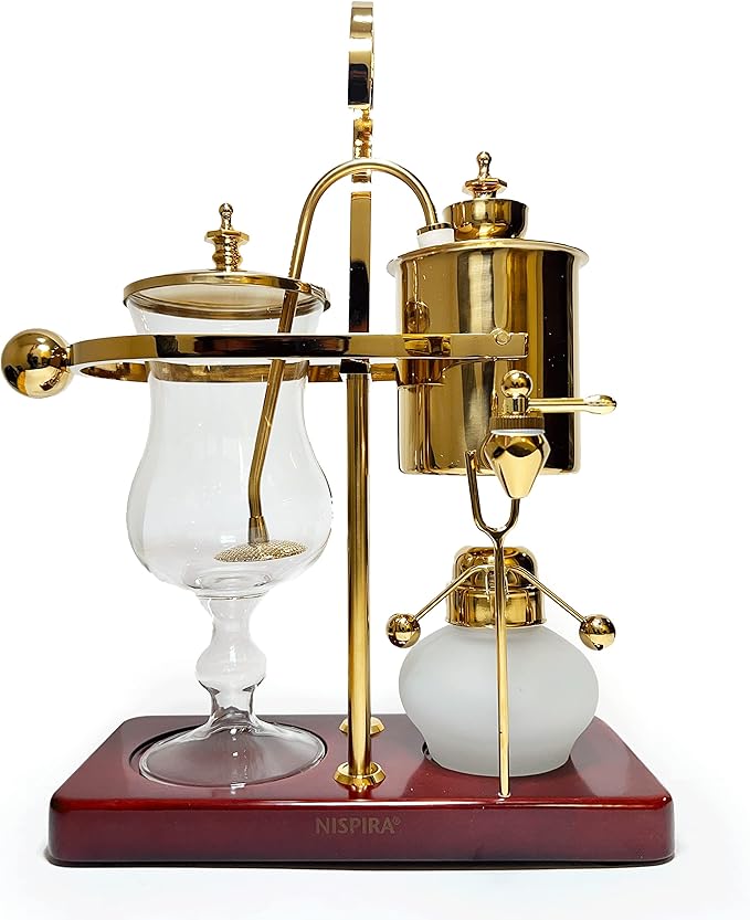 Nispira Belgium Royal Family Balance Syphon Unique Gravity Vintage Coffee Maker Vacuum Brewing System Gold 500 ml