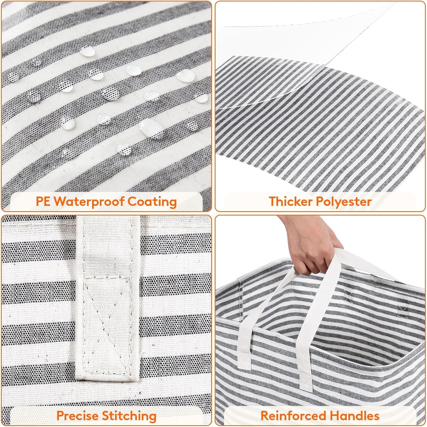 Lifewit 6 Pack Laundry Hamper Large Collapsible Laundry Baskets, Freestanding Waterproof Clothes Hamper with Easy Carry Handles in Laundry Room Bedroom Bathroom College Dorm for Adults, Black, 6 x 80L