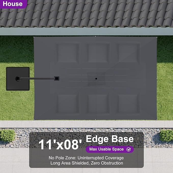 PURPLE LEAF 11.5' X 8' Left-right Tilting Outdoor Patio Umbrella Swivel Offset Cantilever Heavy Duty Rectangle Aluminum Umbrella with UV Resistant for Deck Pool Patio Backyard, Graphite Grey