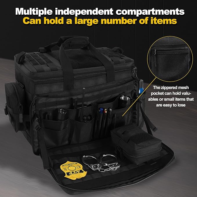 Car Front Seat Organizer | 45L size 17" laptop compatible | Combination Lock file bag | Military Tactical Briefcase | Military Duffle for patrol, Gym, Camping, Hunting, Range | DIY space