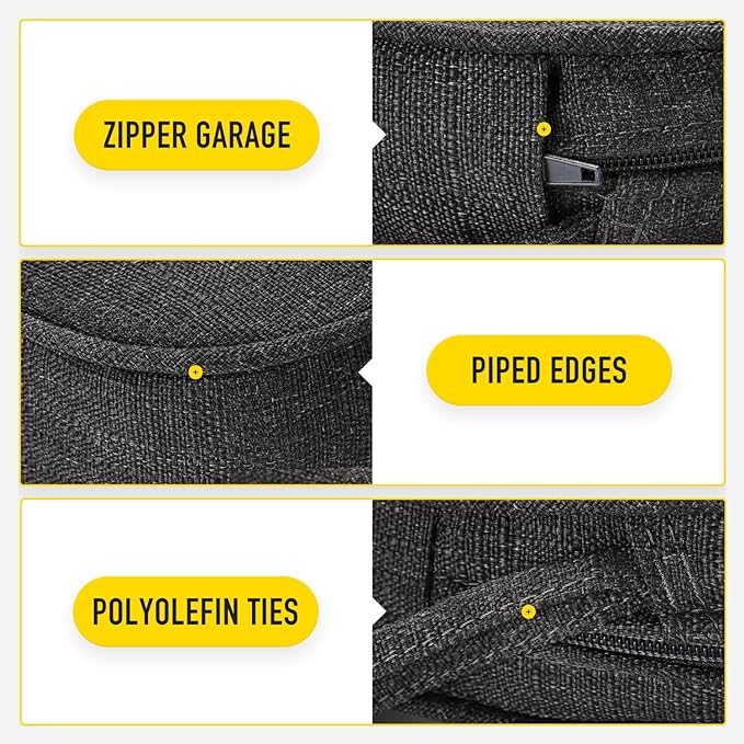 SUNROX Gel Memory Foam Chair Cushions, FadeShield Water-, Stain-Resistant Durable Reversible Seat Cushion Pads with Ties for Indoor/Outdoor Kitchen Dining Office 17"x16" Set of 6, Midnight