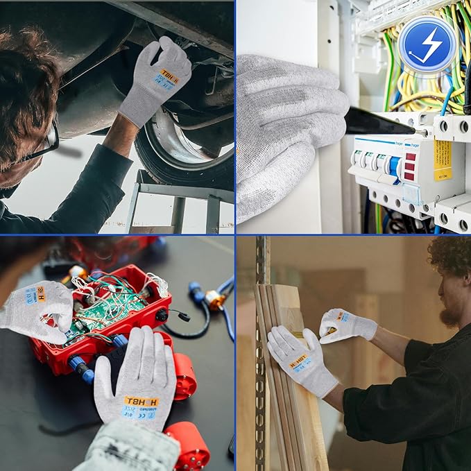 PU Coated Safety Work Gloves, 12 Pairs Work Gloves Mechanic Working Seamless Knit Glove with Polyurethane Coated Smooth