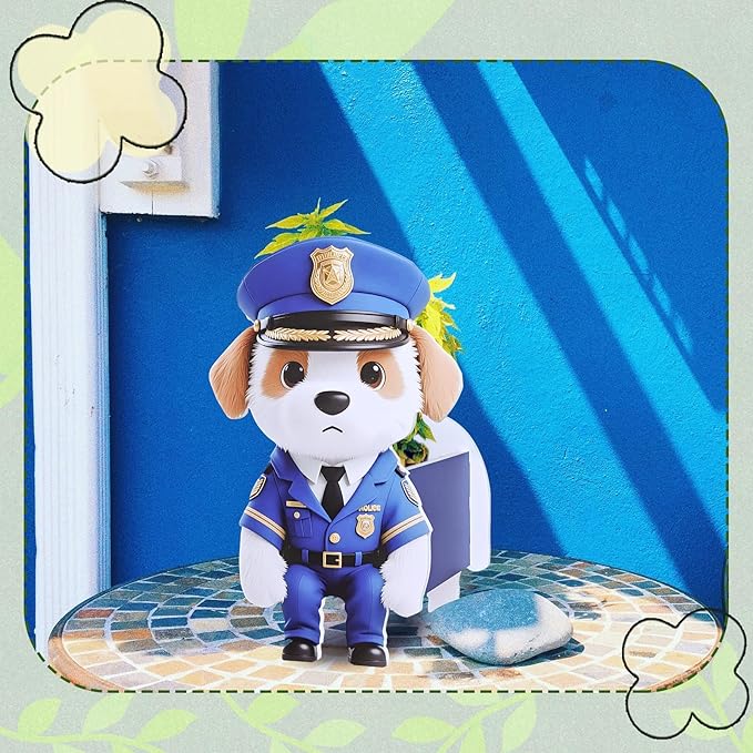 Police Officer-Style Dog Planter, Pet Shape Garden Pots Plant Pots for Indoor/Outdoor Gardens Decoration, Funny, Surprise Gifts/Souvenirs for Pet Lovers (Police Officer-Style Dog)
