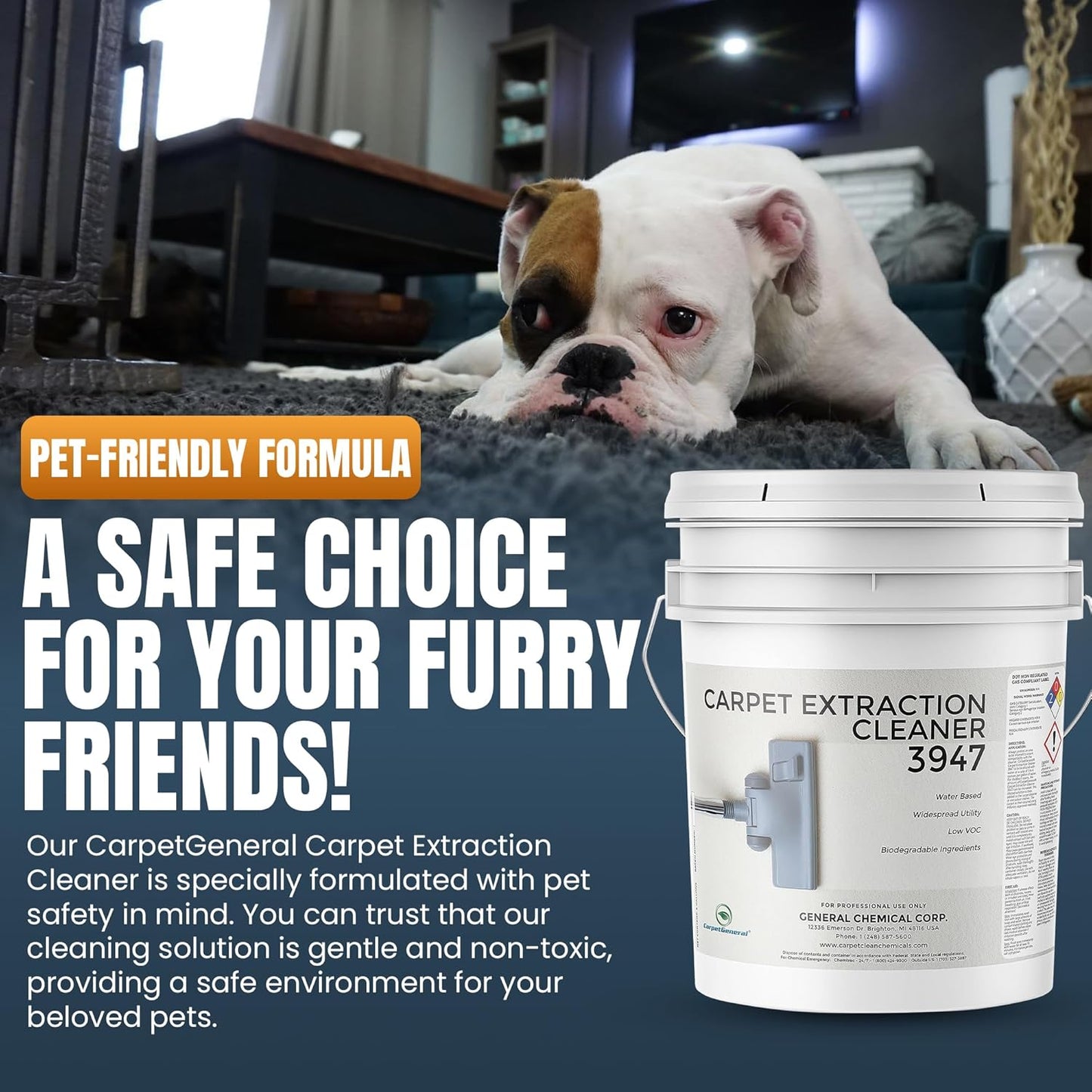 Carpet Extraction Cleaner - Water-Based Professional Deep Clean Carpet Cleaner Solution for Machine - Heavy Duty Stain Remover, Pet-Friendly, Ideal for Residential & Commercial Use