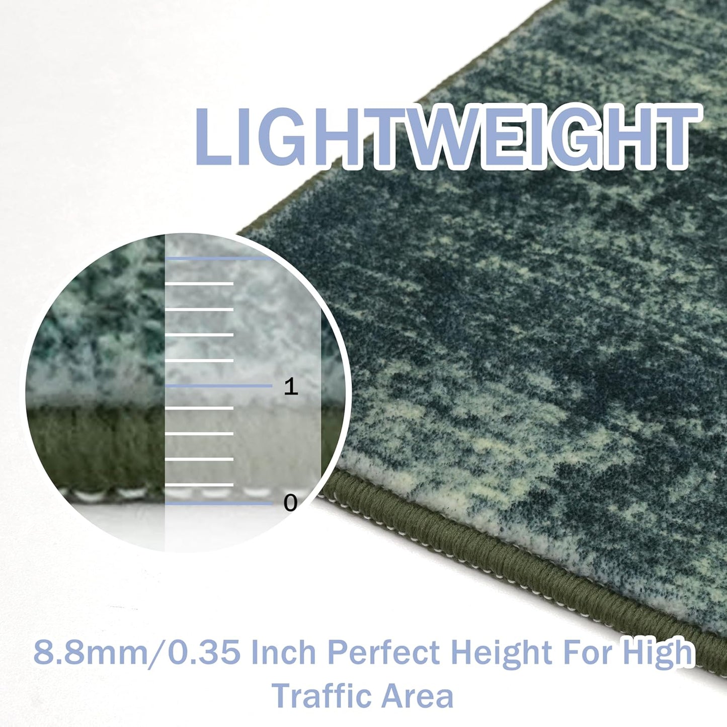 IOHOUZE Abstract Runner Rug 2x10 Ft Washable Runners for Hallways, Non Slip Kitchen Runner Printed Faux Wool Entryway Runner Indoor, Modern Abstract Floor Carpet for Hall Kitchen, Dark Green