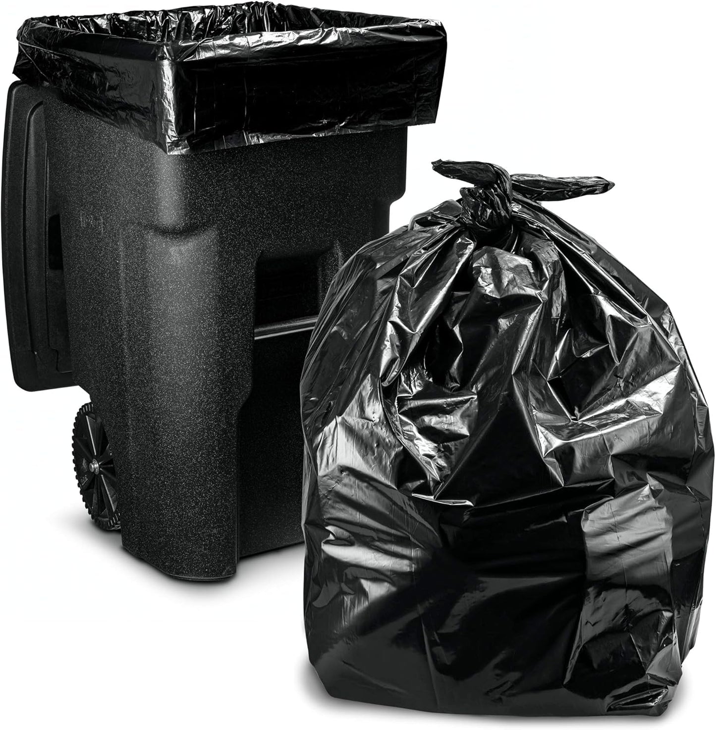 Tasker 65 Gallon Trash Bags Heavy Duty | 50 Count with Ties | Extra Large 64 Gallon Trash Bags for Toter | Garbage Bag 65 Gallon Trash Can Liners